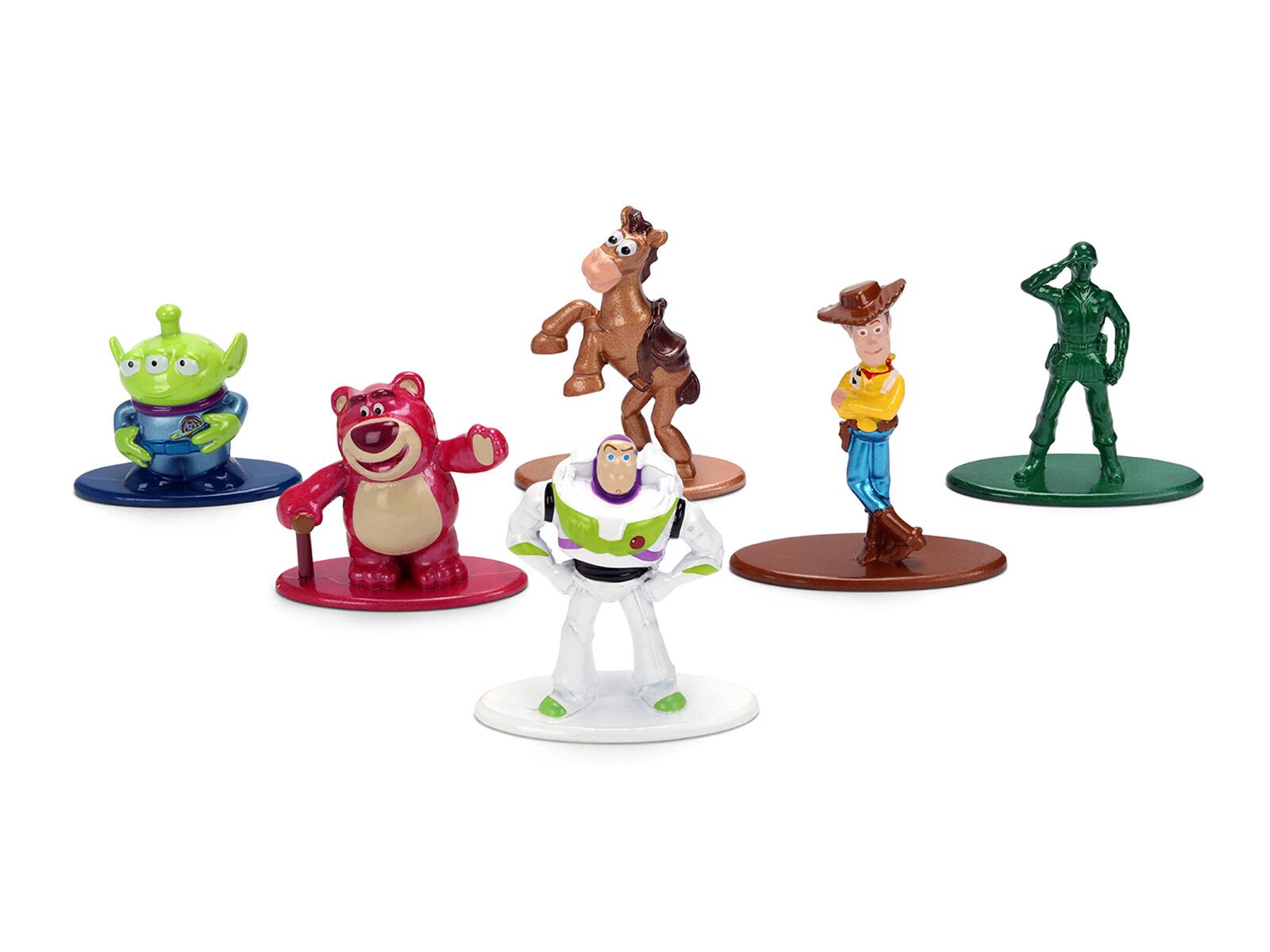 Left. Jada - Set of 6 Diecast Figures "Toy Story" Movie Franchise "Nano Metalfigs" Series Diecast Models by Jada - Multicolor.
