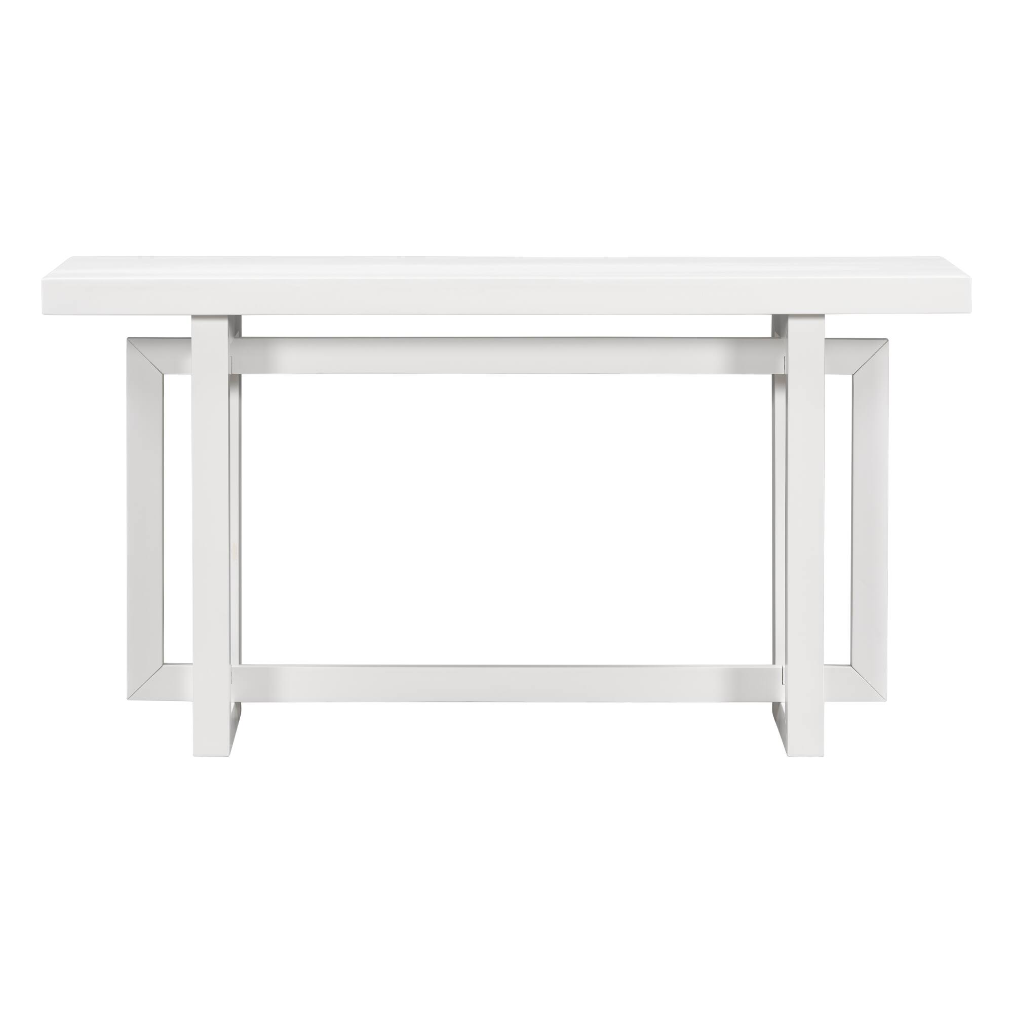 Back. Whisen - 59.1-Inch Console Table, Extra Long Entryway Table with Solid Pine Wood Legs-White - White.