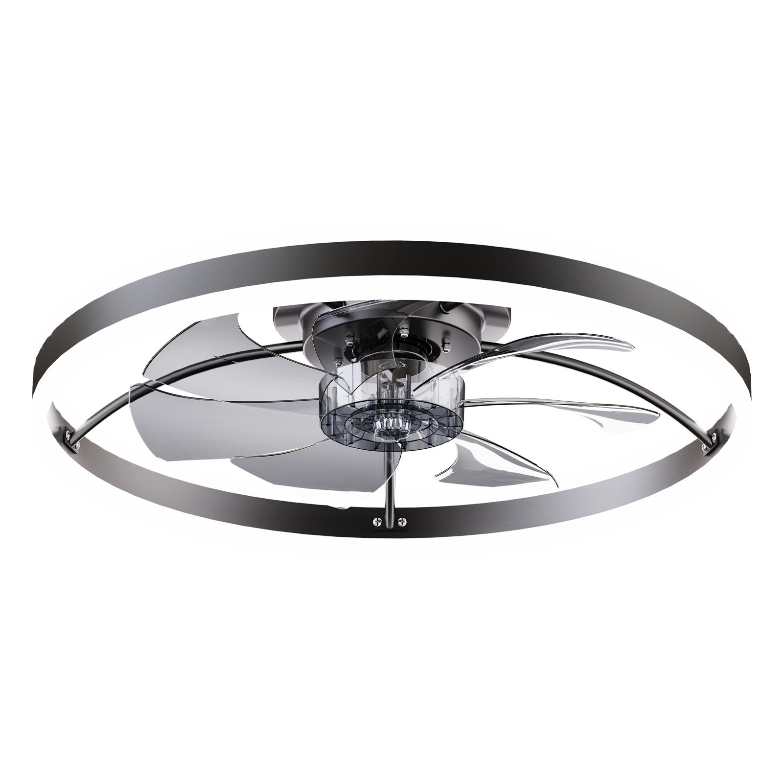 Alt View 5. Loheer - Loheer Smart Ceiling Fan with LED Light, 23.6 Inch Flush Mount, Quiet DC Motor, App and Remote Control, Black.