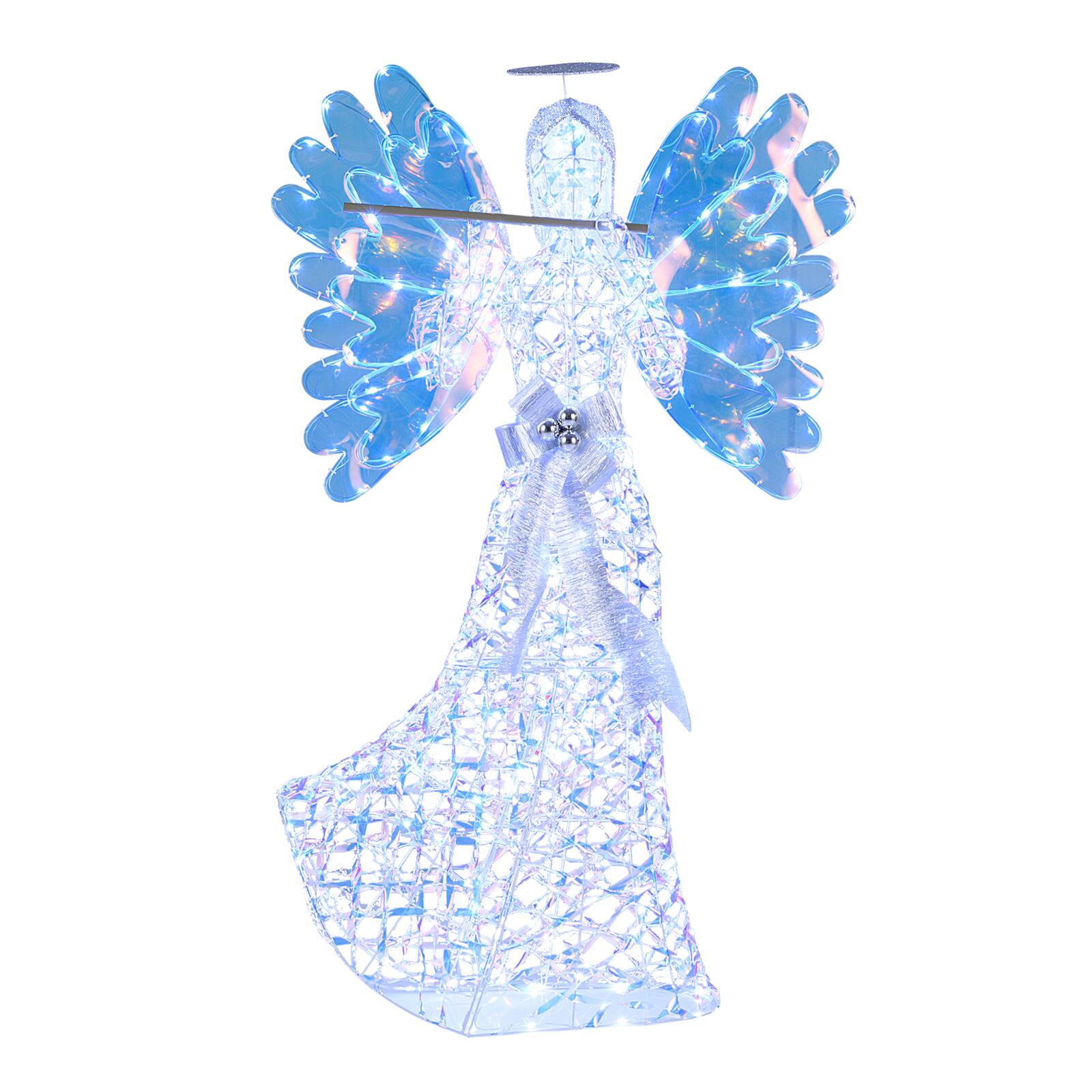 Alt View 4. Gymax - Gymax 5.2 FT Lighted Angel Christmas Decoration w/Flute 250 LED Lights Zip Ties Blue - Blue.