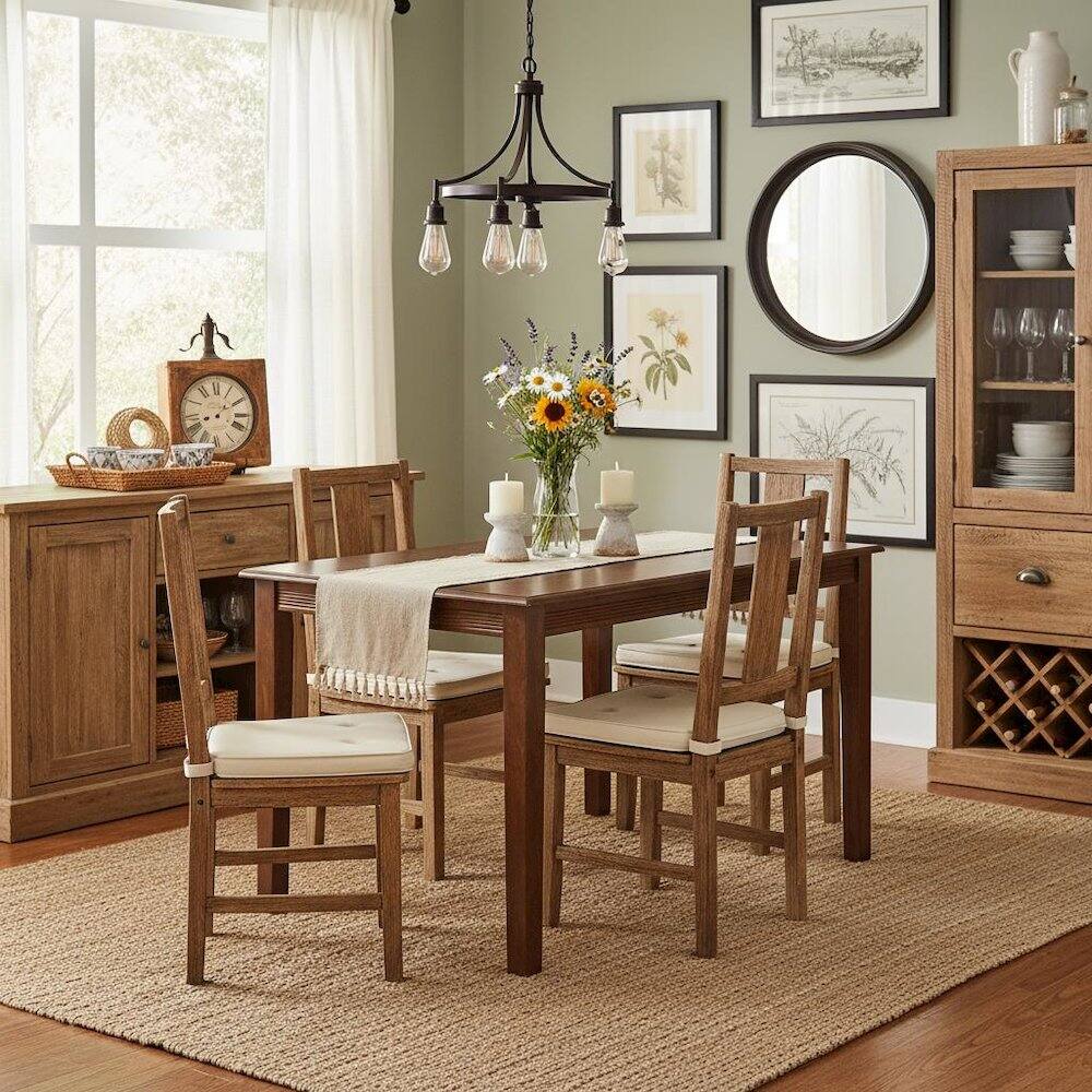 Alt View 3. FurniFact - Walnut Rectangular Wood Dining Table - Walnut.