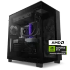 The text on the image reads: "NZXT e AMD2 GEFORCE NVIDIA RTX Powering Advanced AI."