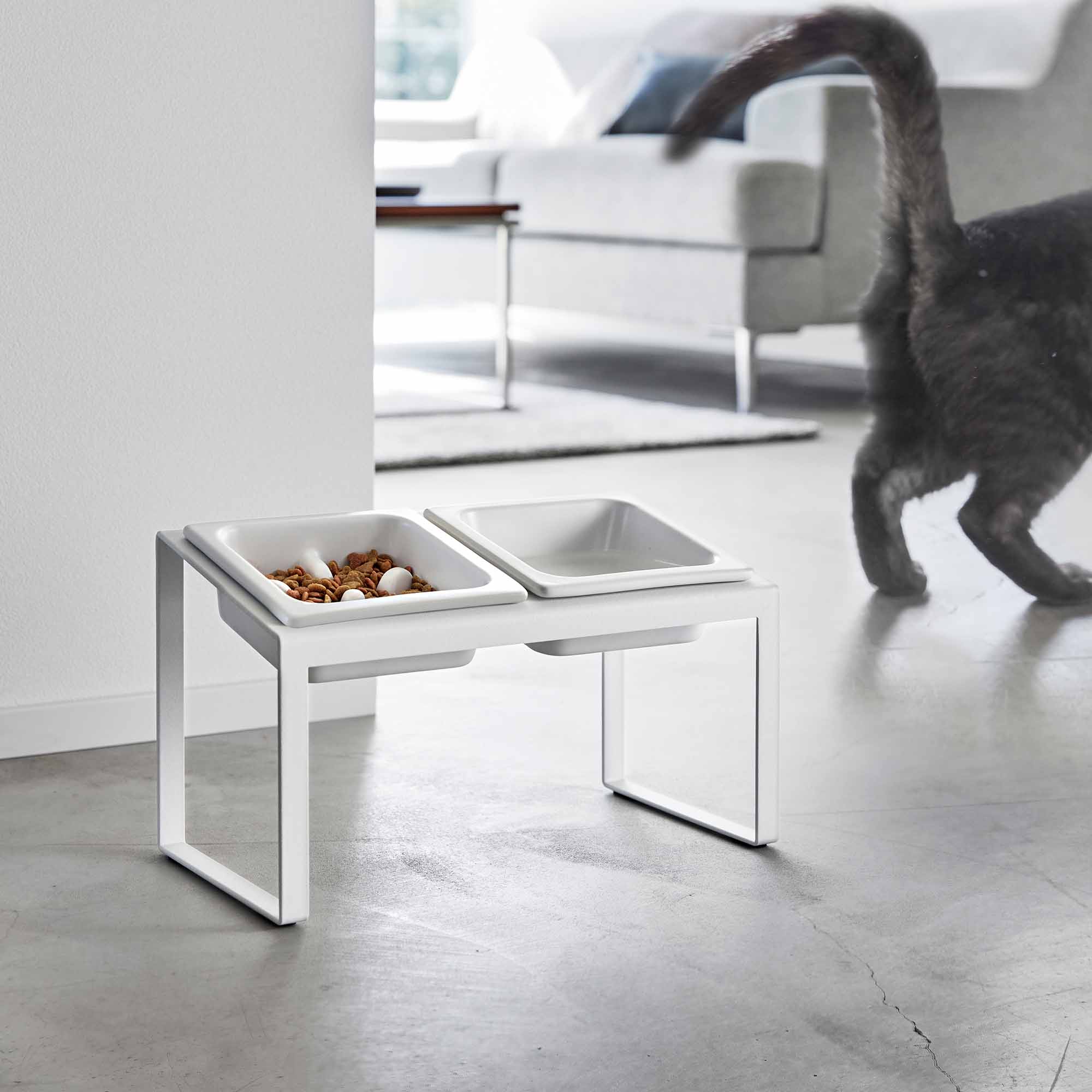 Alt View 1. Yamazaki Home - Slow Feeder Pet Bowl - Steel + Ceramic - White.