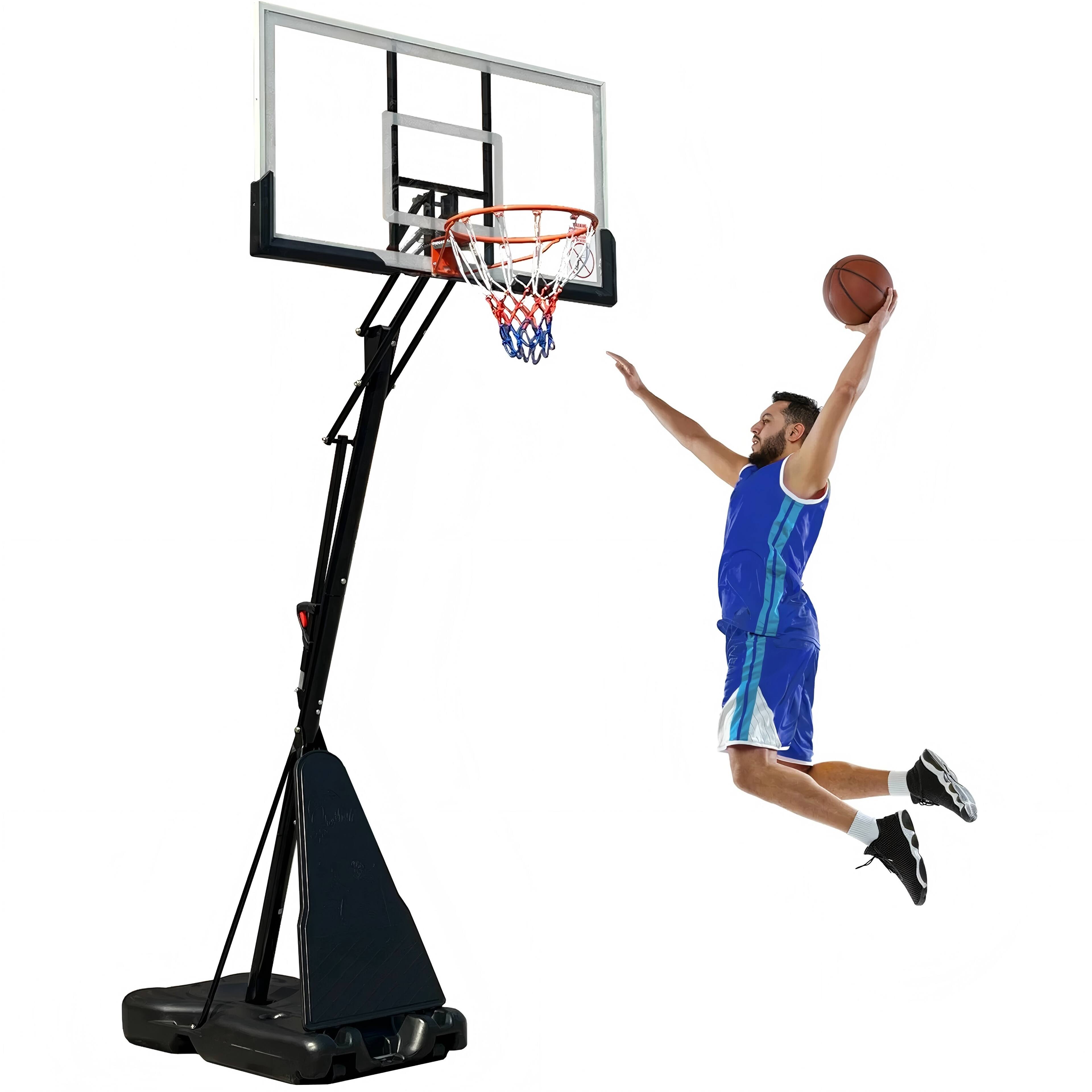 Front. HONGGE - Portable Adjustable Basketball Hoop with 60 Inch Backboard - Black.