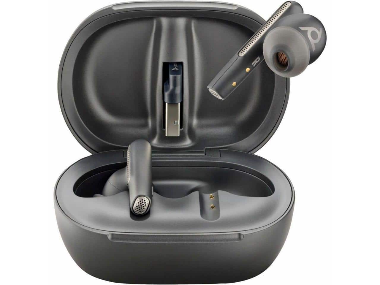 HP - Poly Voyager Free 60+ UC M Carbon Earbuds +BT700 USB-C Adapter +Touchscreen Charge Case (7Y8H0AA) - Black
