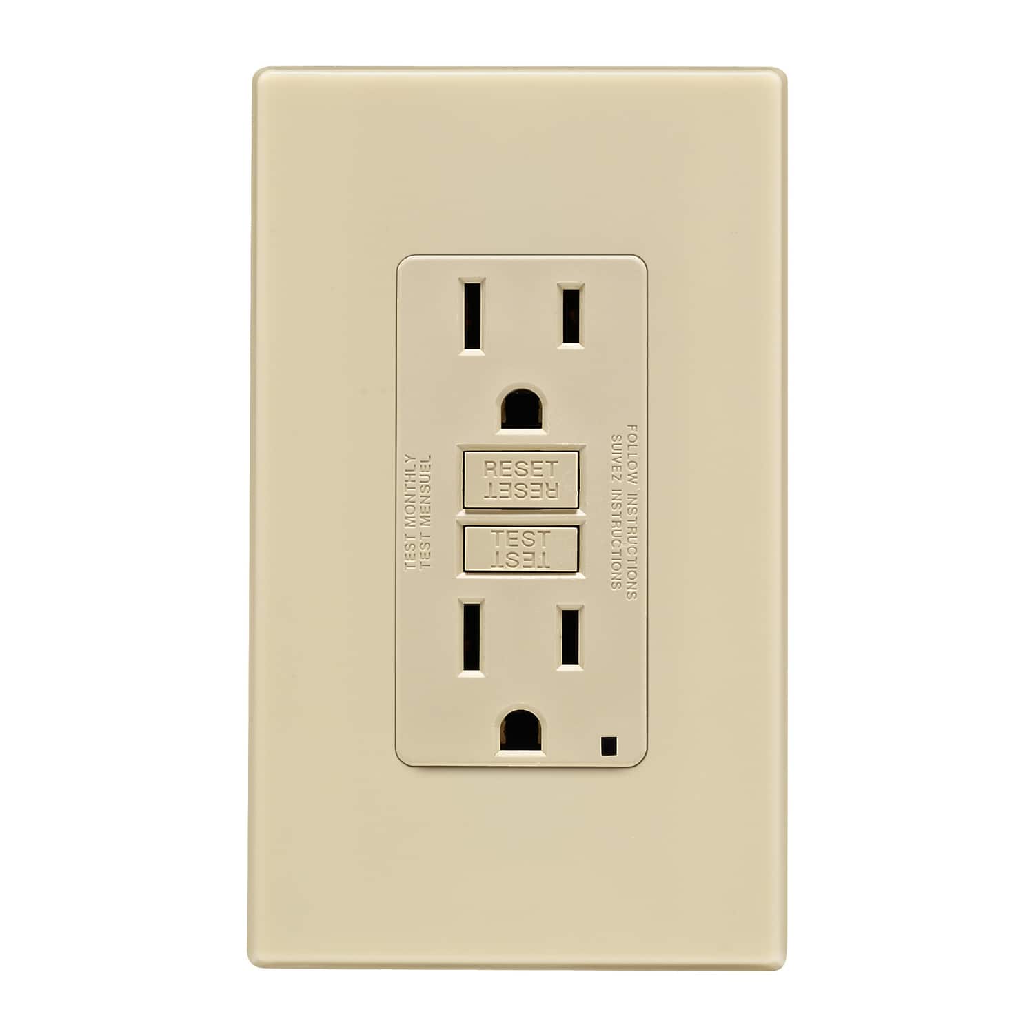 Leviton - SmartlockPro 15 amps 125 V Duplex GFCI Outlet 5-15R 1 pk - Ivory