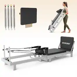 Syedee - 86.6”Foldable Pilates Equipment, Pilates Reformer Machine Suitable, Pilates Exercise Equipment with Jump Board - Black