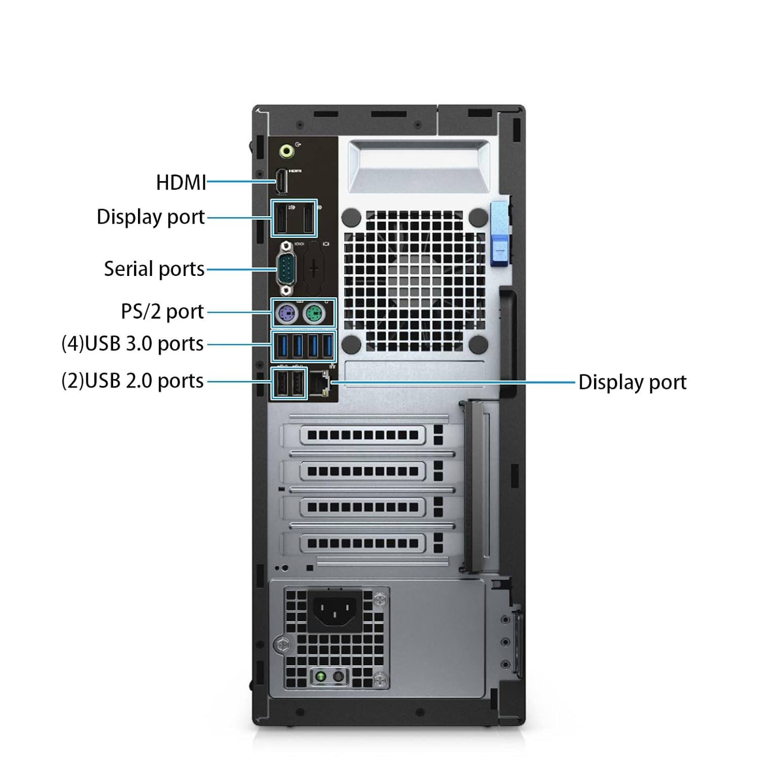HDMI  
Display port  
Serial ports  
PS/2 port  
(4) USB 3.0 ports  
(2) USB 2.0 ports  
Display port