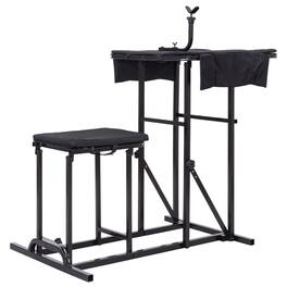 Pefilos - Foldable Shooting Bench with Adjustable Height Table, Rotation and Weatherproof Synthetic Top and Seat - Black