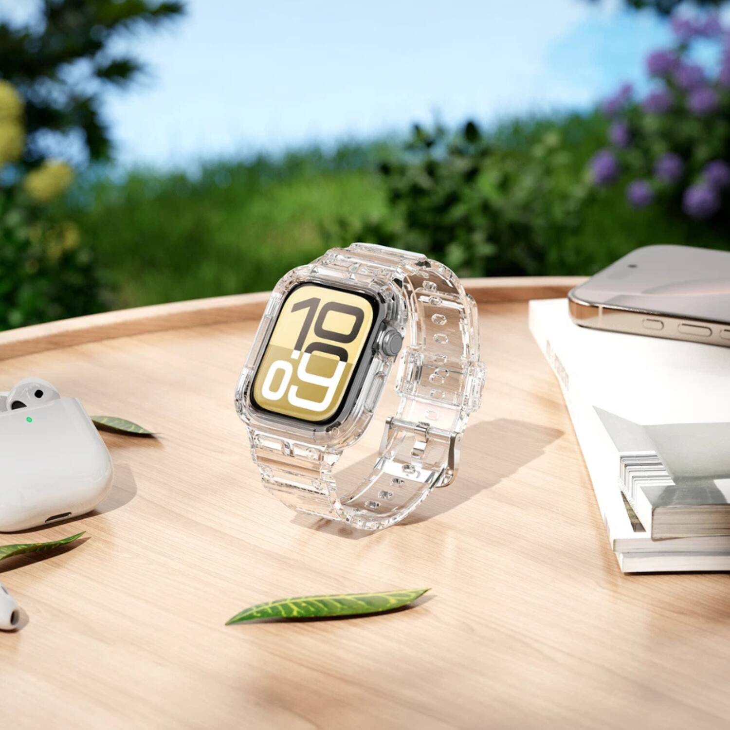 Back. Stock Preferred - TPU Sport Band for Apple Watch Series 10 (46mm) - Clear - Clear.