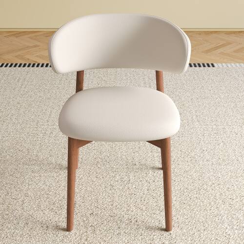 Alt View 4. GOODSILO - Set of 2 Modern Wooden Dining Chairs with Mid-Century Design for Dining Room, Kitchen, or Living Room - White.