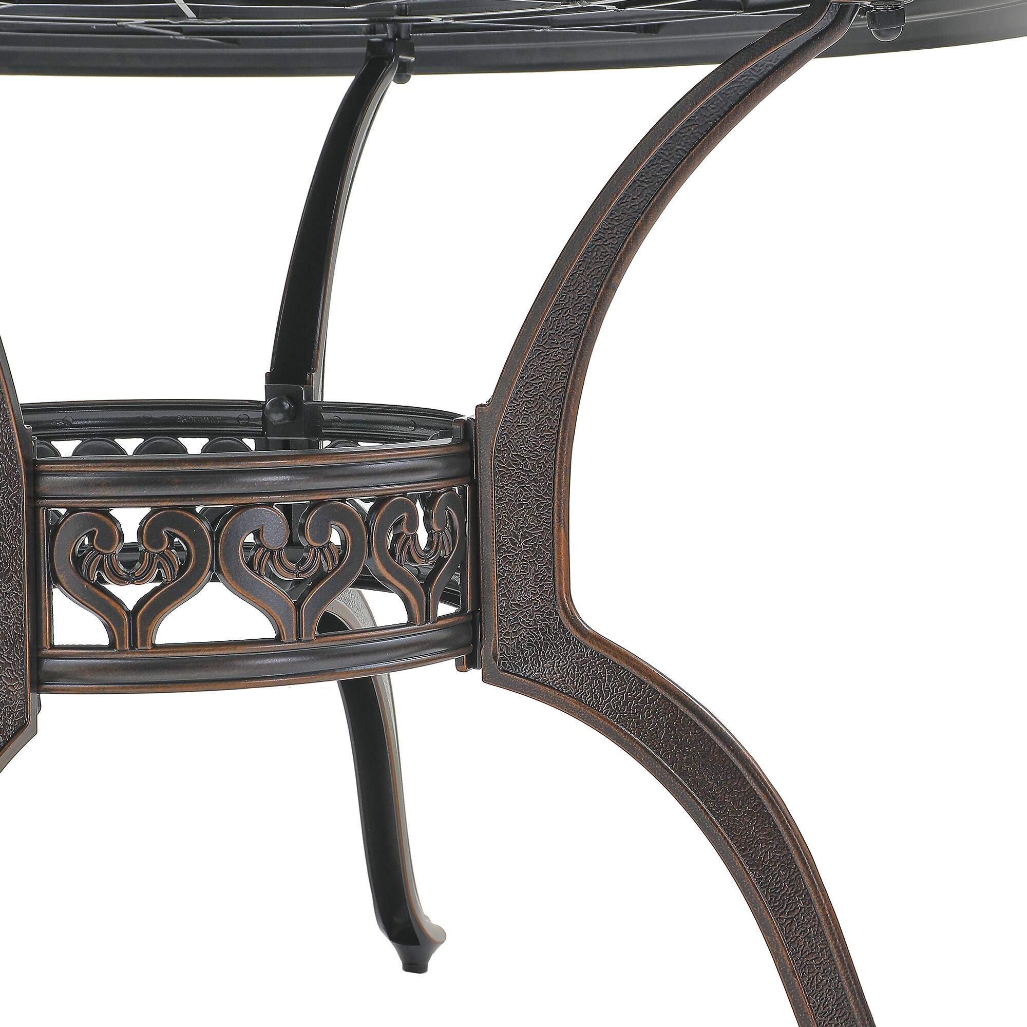 Alt View 1. Mondawe - Outdoor Cast Aluminum Round Table with Umbrella Hole - Bronze.