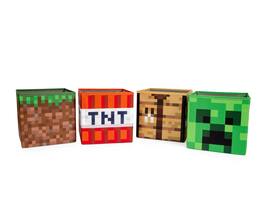 Ukonic - Minecraft 10-Inch Storage Bin Organizer Set | Creeper, TNT, Grass, Craft Table - Multi-Color