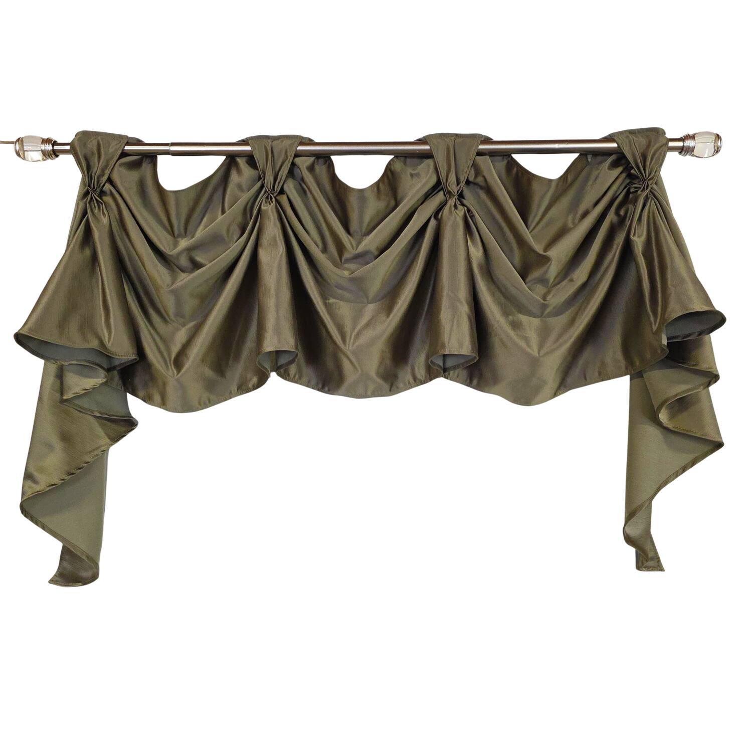 Left. RLF Home - RLF Home Soft Rayon 3-S Victory Swag Window Valance 100% Cotton Tab Top 54" x 17" Green - Green.