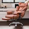 KERDOM - Ergonomic PU Leather Office Chair Upholstery, Big & Tall Boss Chair with Footrest, Adjustable Arms & Wide Seat - Brown