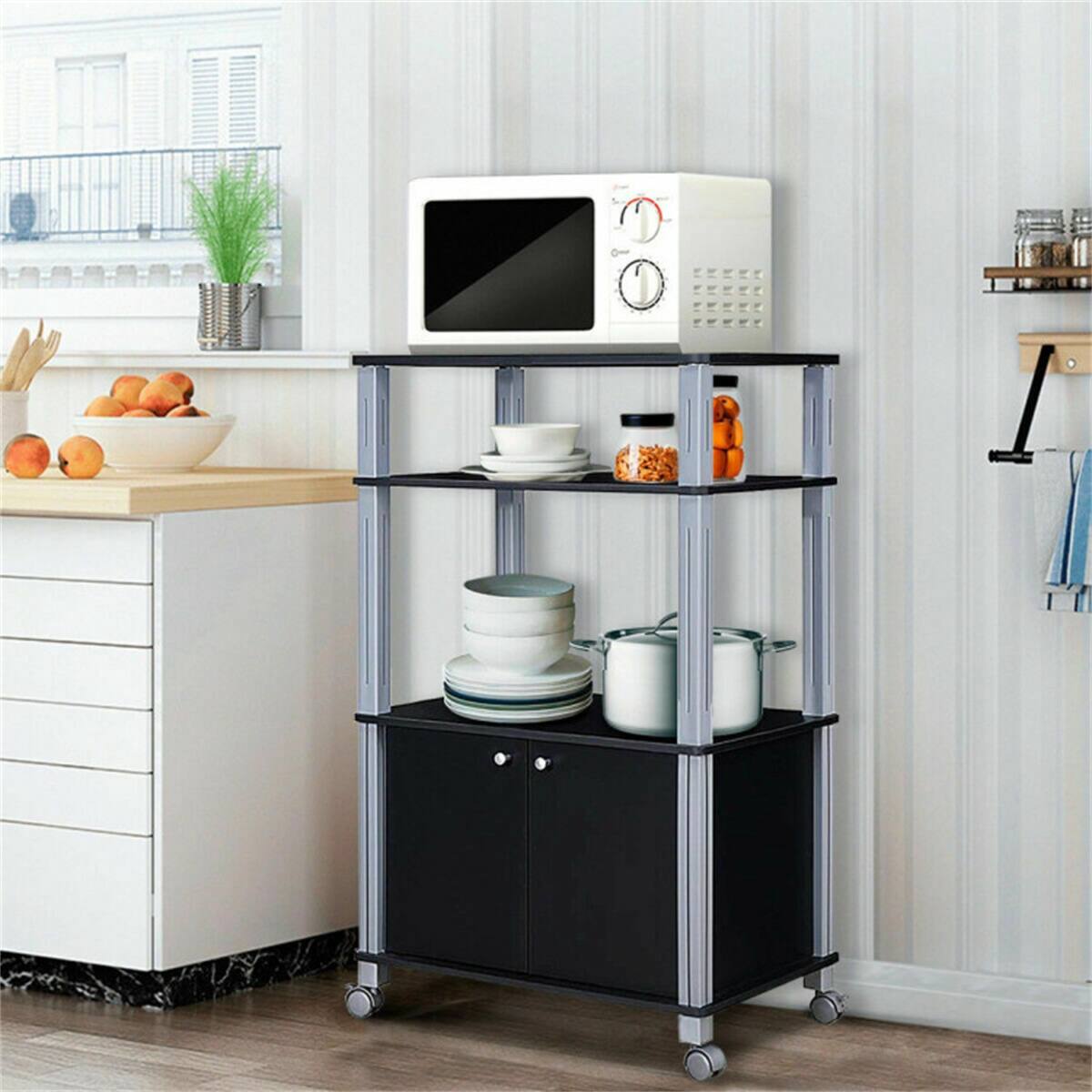 Alt View 5. SlickBlue - Multi-Functional Kitchen Storage Rack for Pantry, Microwave & Essentials - Silver.