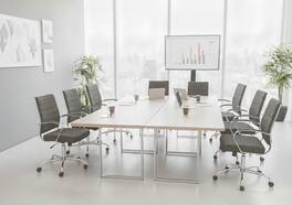 LeisureMod - Set of 8 Benmar Modern Leather Upholstered Office Desk Chair with Swivel Seat with Smooth-Rolling Casters - Charcoal