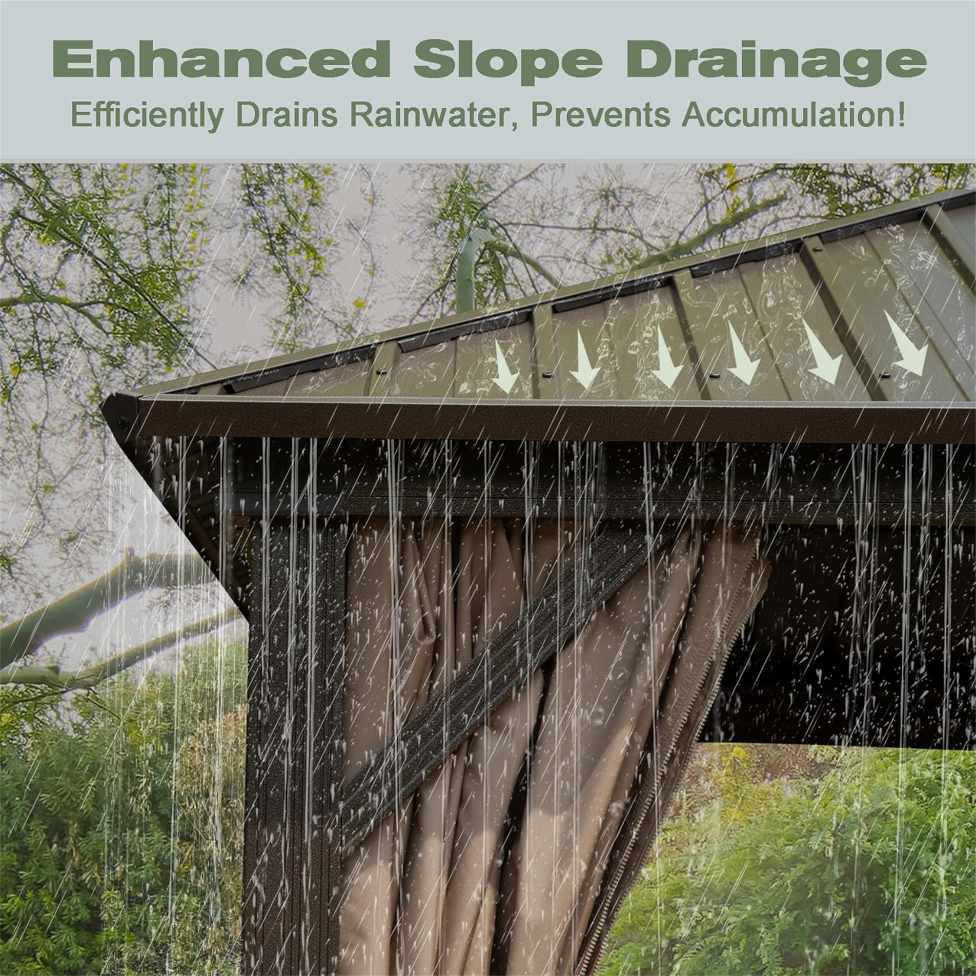 Enhanced Slope Drainage  
Efficiently Drains Rainwater, Prevents Accumulation!