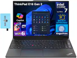 Lenovo - ThinkPad E16 Gen 2 Laptop 16.0 FHD (Intel Ultra 7 155U, 32GB DDR5, 2TB PCIe SSD, Win 11 Pro) w/USB Hub - Black