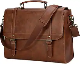 Vulpecula Spade - Messenger Bag for Men Vintage Leather Waterproof Laptop Briefcase Large Computer Laptop Bag - Brown