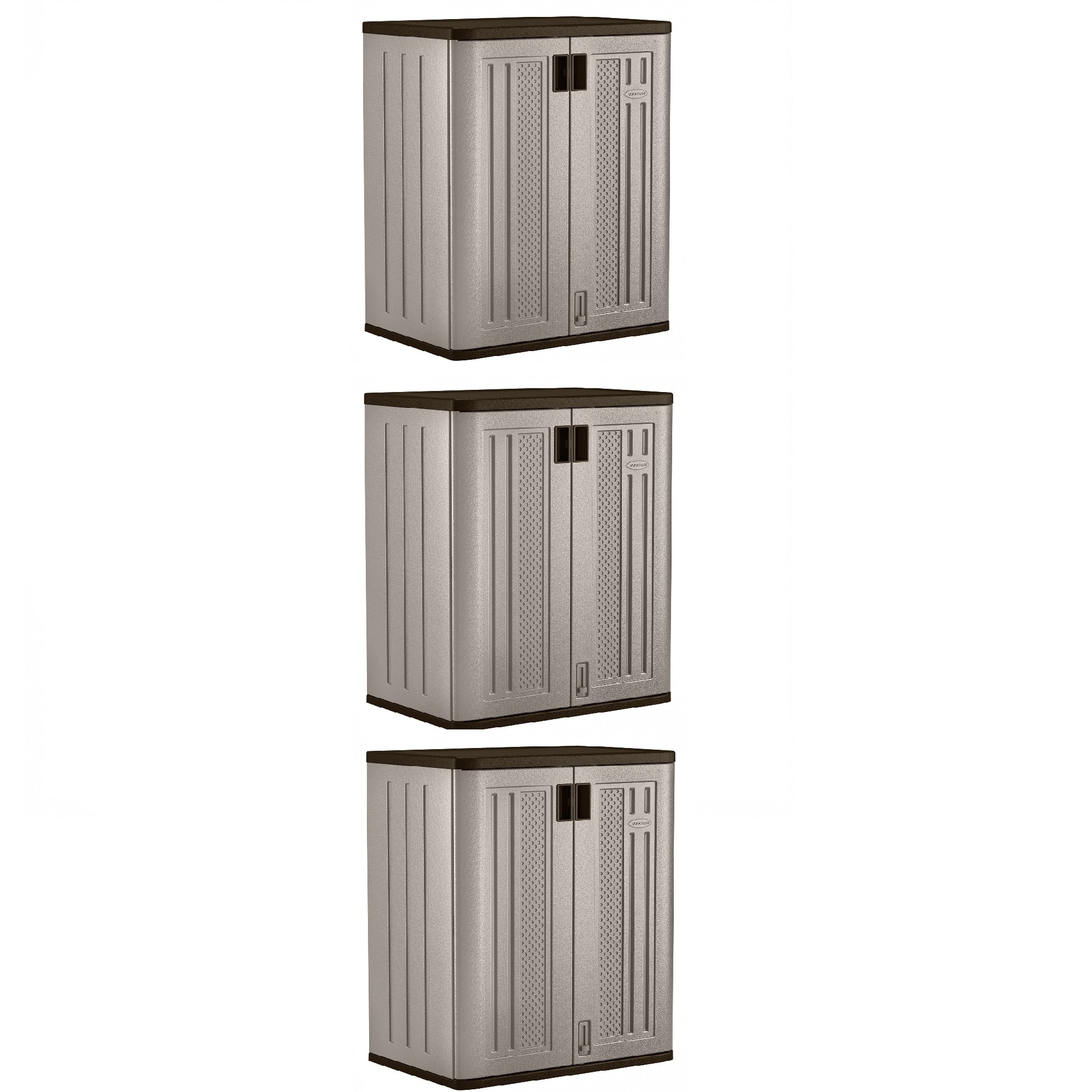 Suncast - 9 Cu Ft Heavy Duty Resin Garage Base Storage Cabinet, (3 Pack) - Platinum