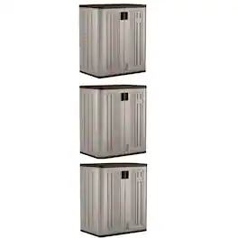 Suncast - 9 Cu Ft Heavy Duty Resin Garage Base Storage Cabinet, (3 Pack) - Platinum