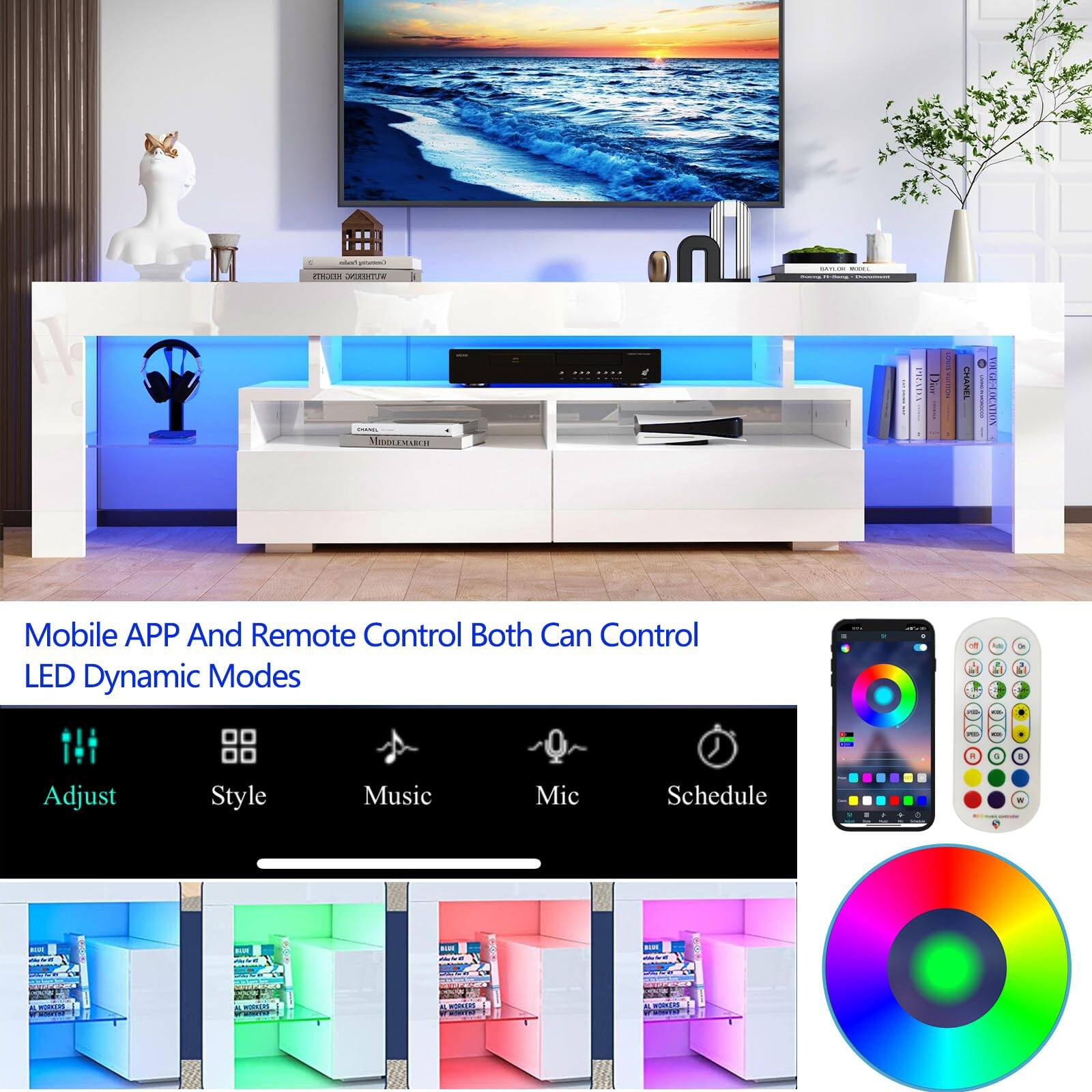 Espafurni 63in High Gloss TV Stand for 65/70