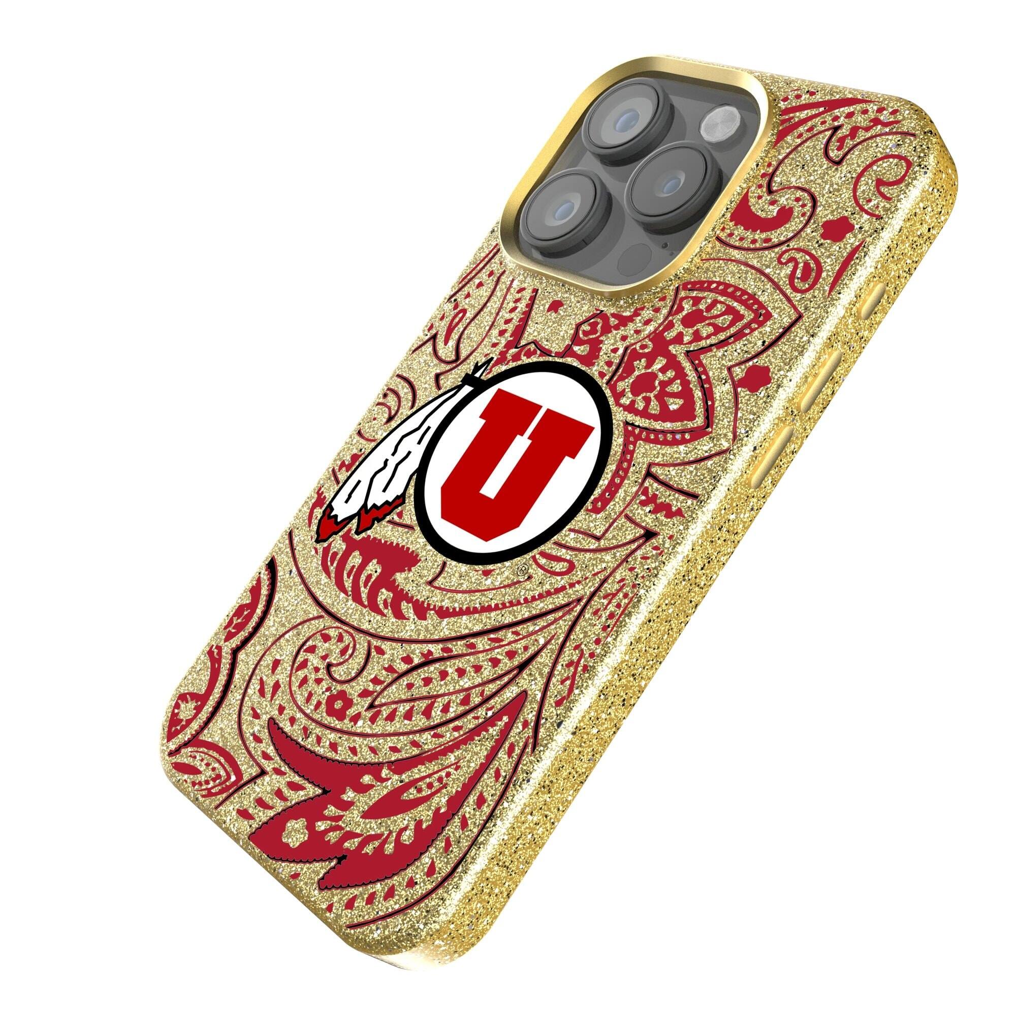 Alt View 1. Keyscaper - Utah Utes Paisley Bling iPhone Case - 14 - Gold.