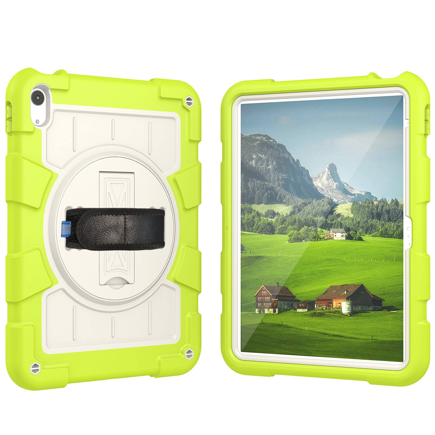 Alt View 4. Dteck - Heavy Duty Rugged Case for Apple iPad (A16) 11" 2025 & iPad 10.9" (10th Gen 2022),With Built-in Kickstand+Shoulder Strap - Green.