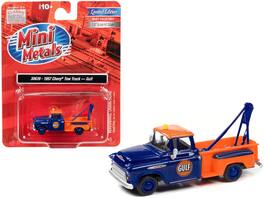 1957 Chevrolet Stepside Tow Truck "Gulf" 1/87 (HO) Scale Model Car by Classic Metal Works - Blue and Orange