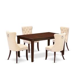 East West Furniture - 5 Piece Kitchen Table & Chairs Set Consists of a Rectangle Modern Dining Table - Red