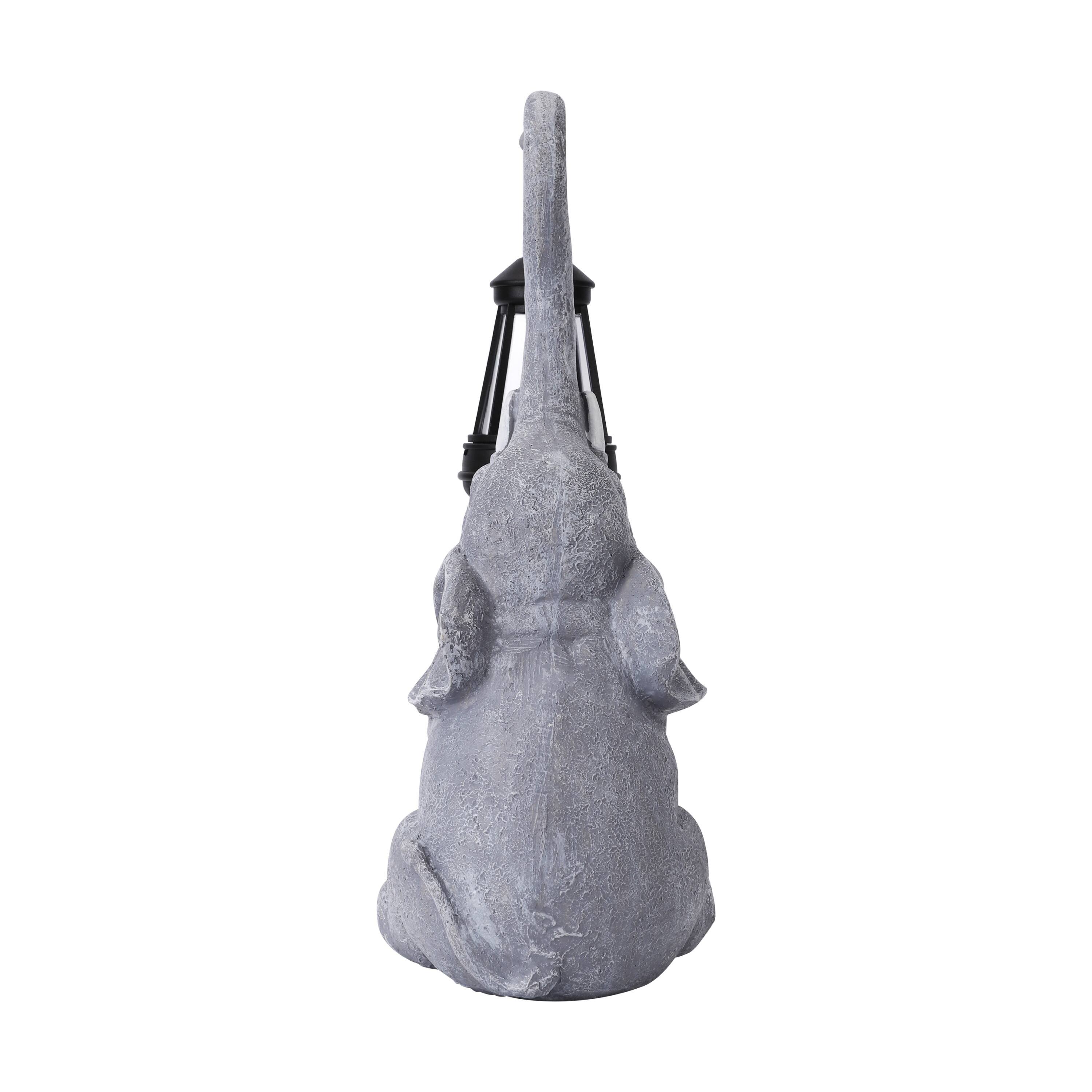 Alt View 8. Techko - Sunny the Elephant Outdoor Solar Garden Statue with Integrated LED Lantern.