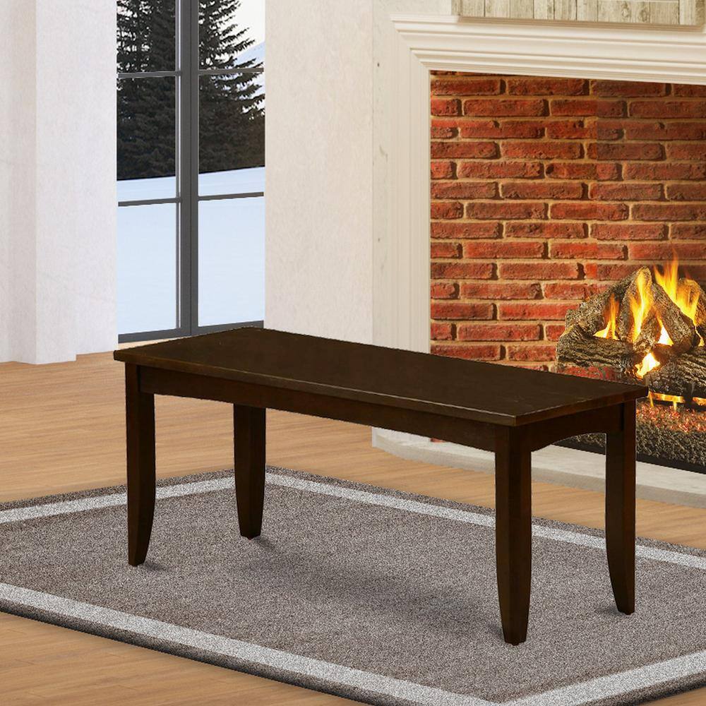 Left. East West Furniture - Parfait Dining Bench with Wood Seat in Cappuccino Finish. - Cappuccino.
