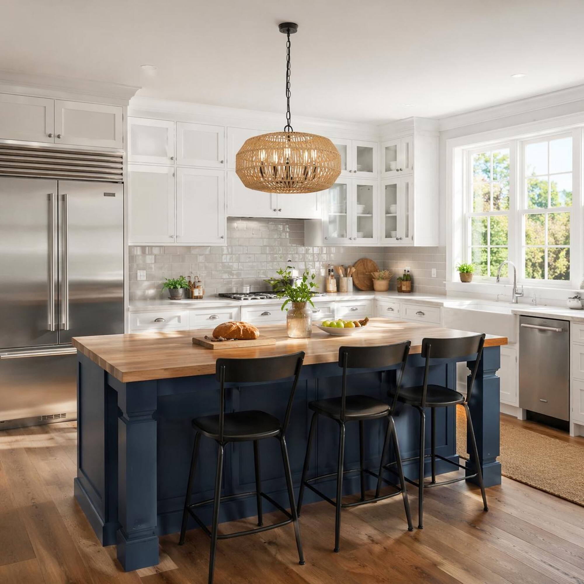 Angle. RYHNUYNE - 5-Light Pendant Chandelier with Adjustable Metal Chain, Farmhouse Boho Ceiling Light Compatible Bulbs Not Included.