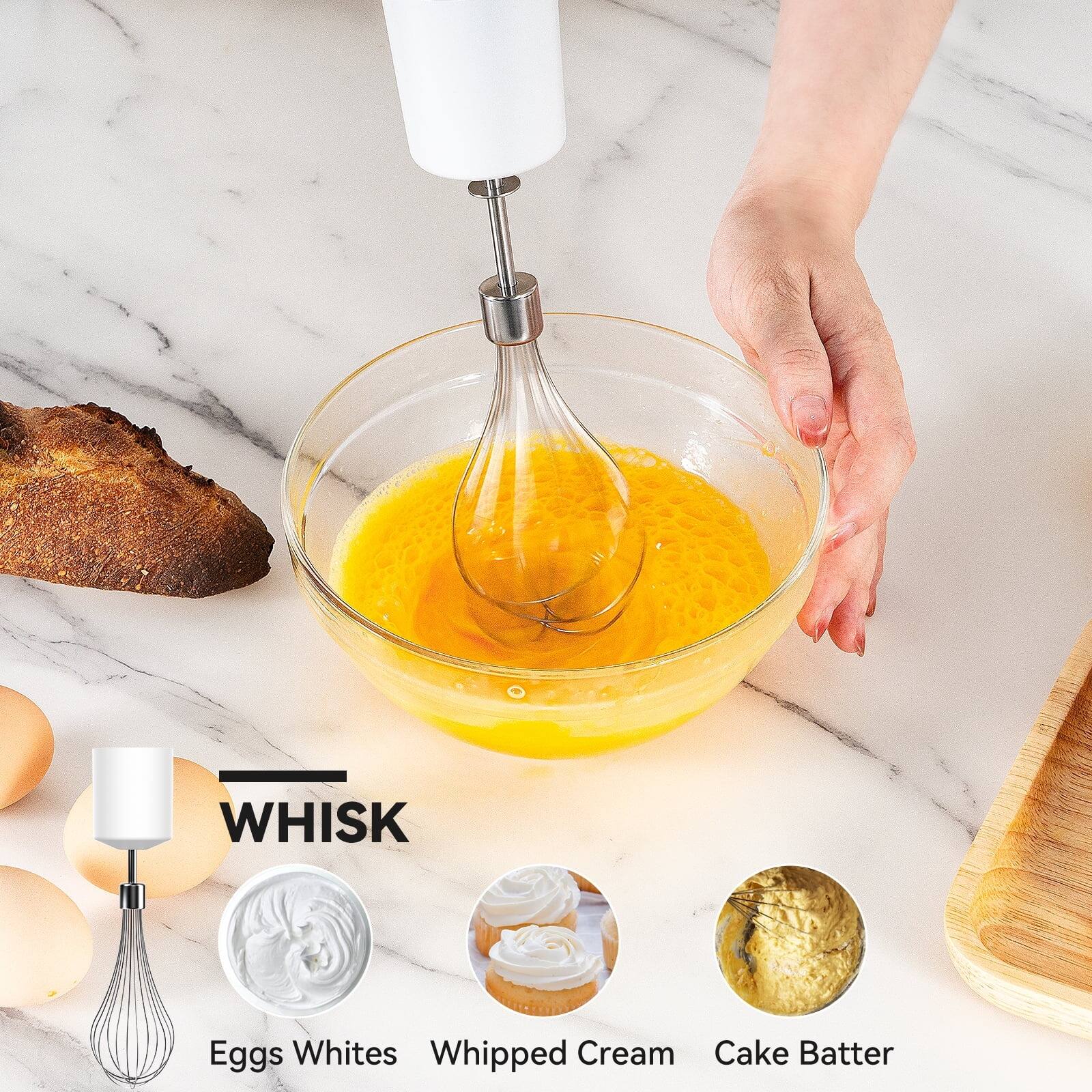 WHISK  
Eggs Whites  
Whipped Cream  
Cake Batter