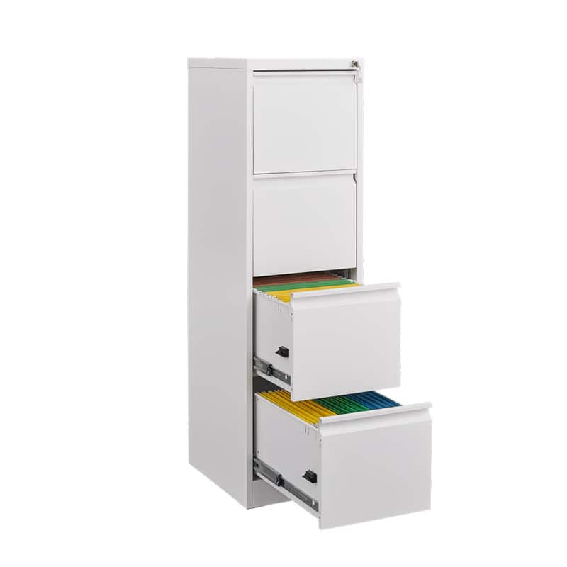 HTUTWOO - 4 Drawer Vertical File Cabinet with Lock - Filing Cabinet, Filing Cabinet for Home Office Organizer Storage Cabinet - White