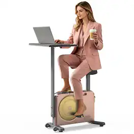 HARISON - 2-in-1 Desk Exercise Bike for Home Office, Quiet Magnetic Resistance Exercise Bike with 330 LBS (HR-B15G) - Rose Gold