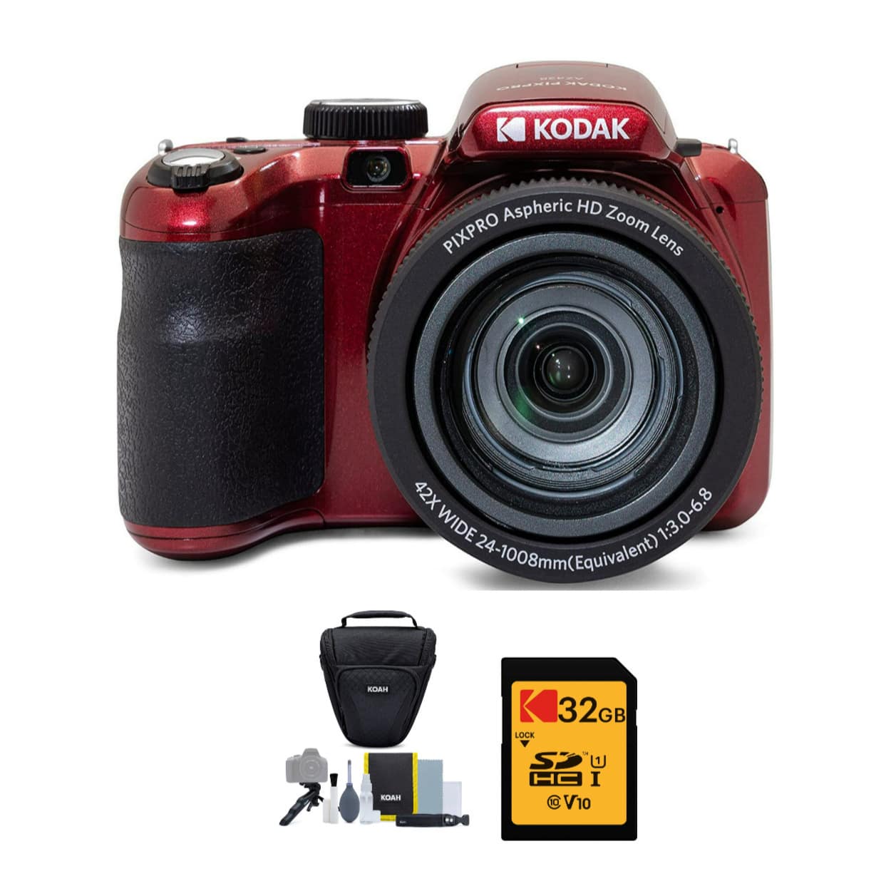 Kodak - PIXPRO AZ425 Astro Zoom Camera with 32GB Card and Camera Case - Red