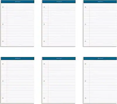 Front. TOPS - Docket Notepads, 8.25" x 11.75", Wide, 100 Sheets/Pad, 6 Pads/Pack - White.