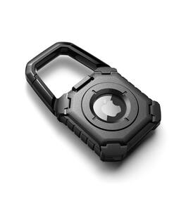 Dexnor - for Apple AirTag Shockproof Case with Carabiner, Locking Design, Anti-Scratch TPU Holders with Open Face & Raised Edge - Black