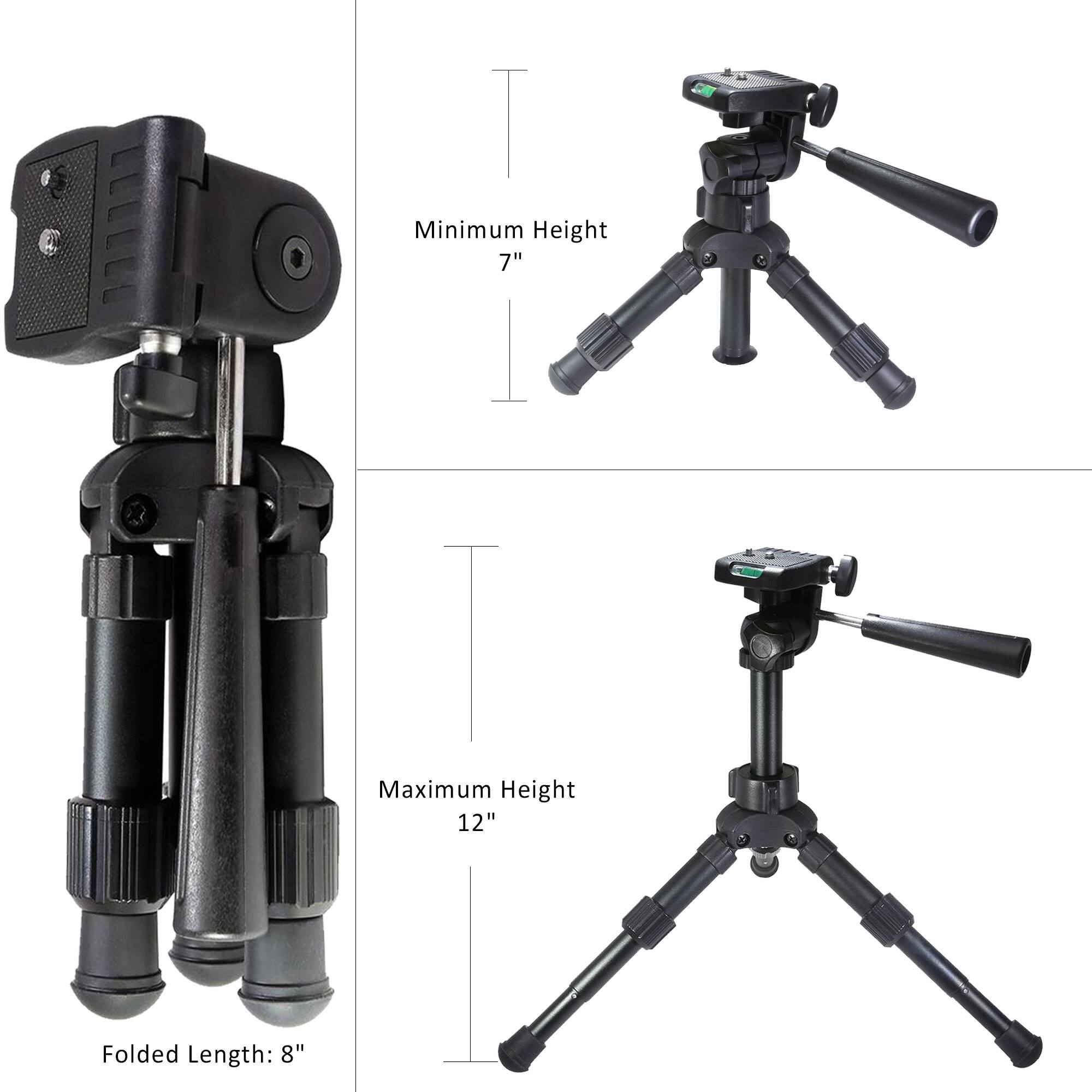 Minimum Height: 7"  
Maximum Height: 12"  
Folded Length: 8"