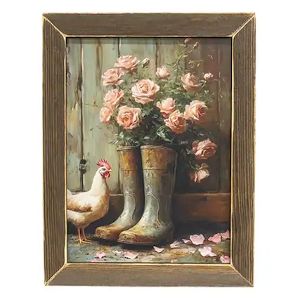 Front. BreeBe - Spring Boots Framed Print - 12" x 16" - Brown.