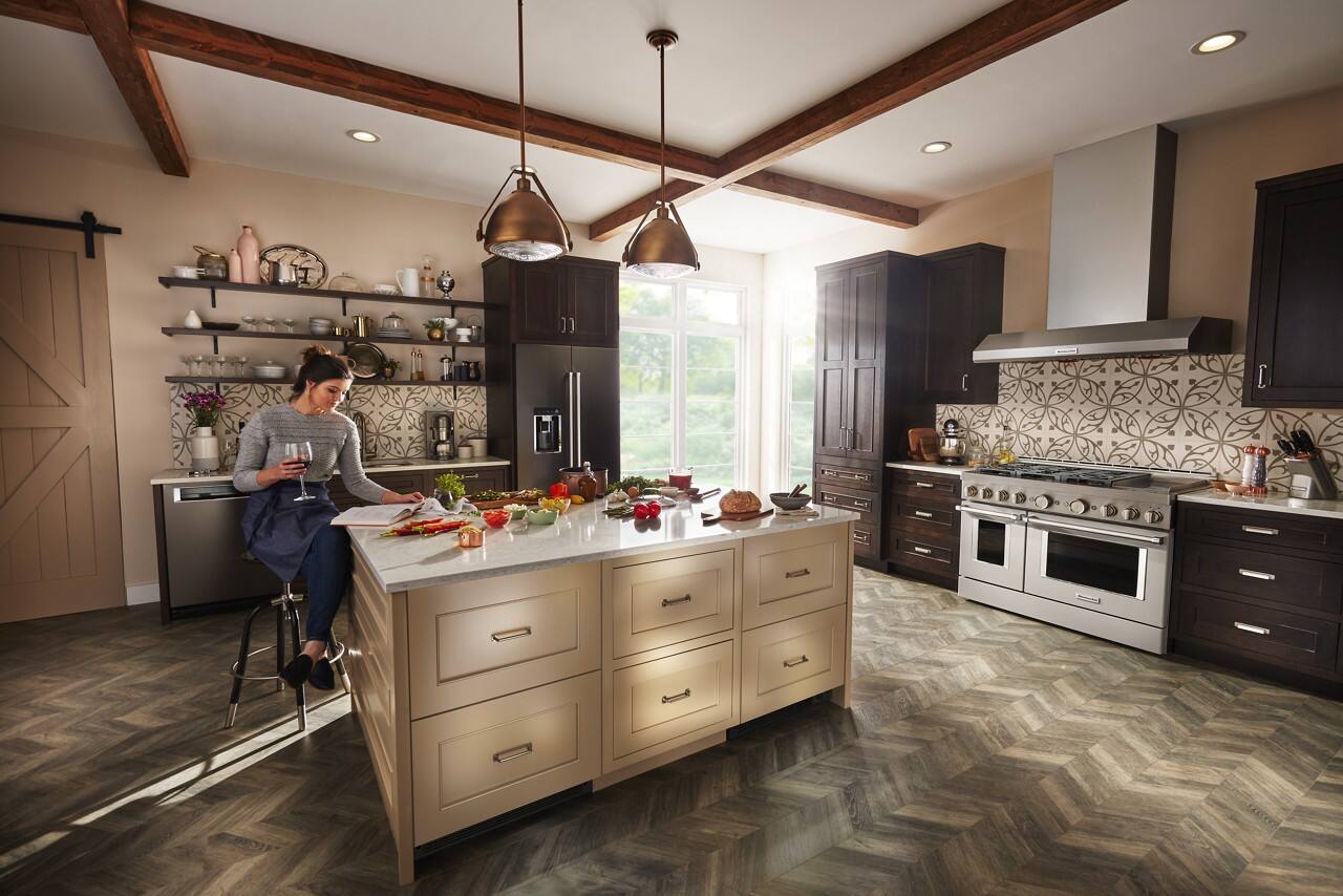 Left. KitchenAid - 4.40 Cu. Ft. Built-In Mini Fridge with Double-Drawer Refrigerator - Custom Panel Ready.
