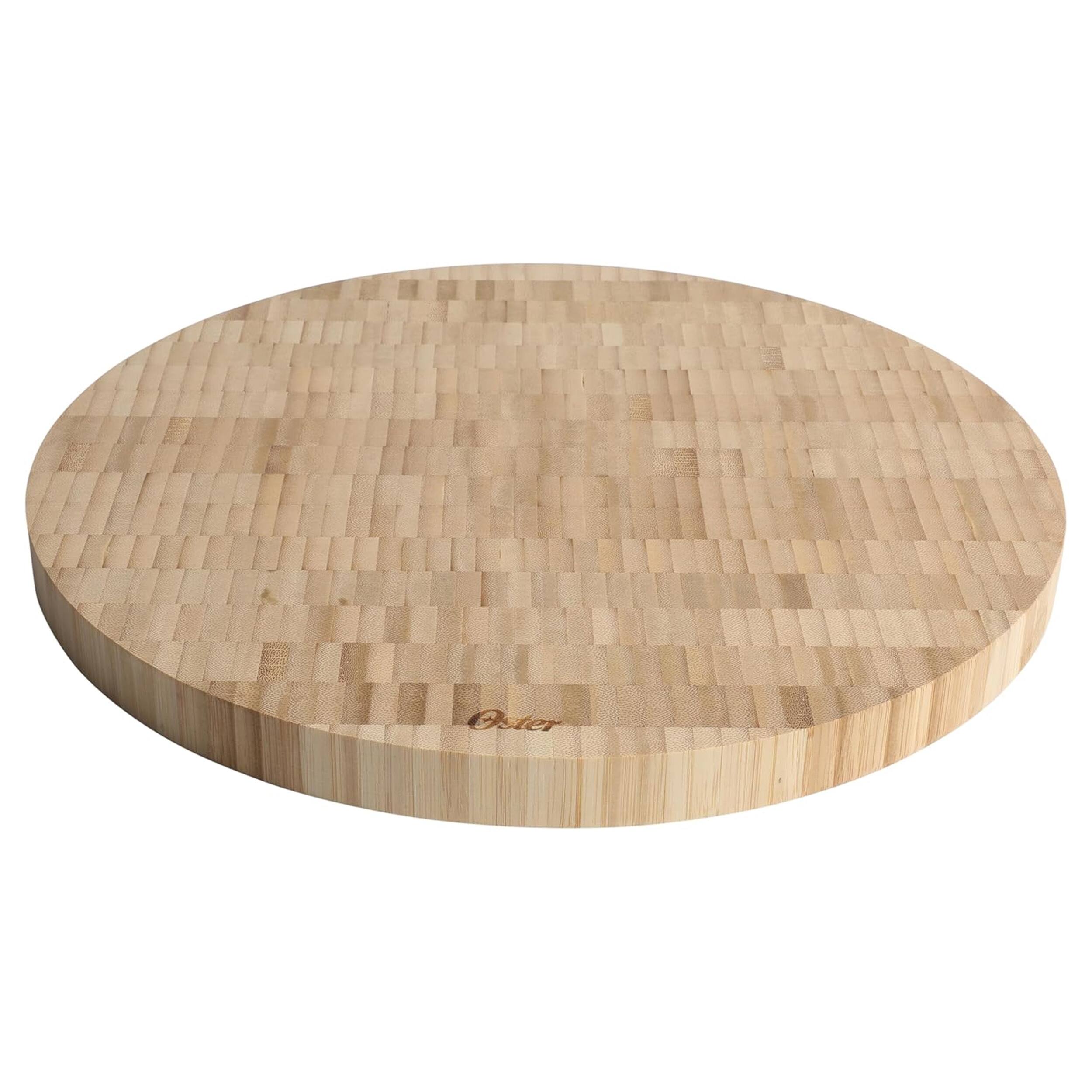 Front. Oster - Oster Capeheart 14 Inch Round End-Grain Bamboo Cutting Board.