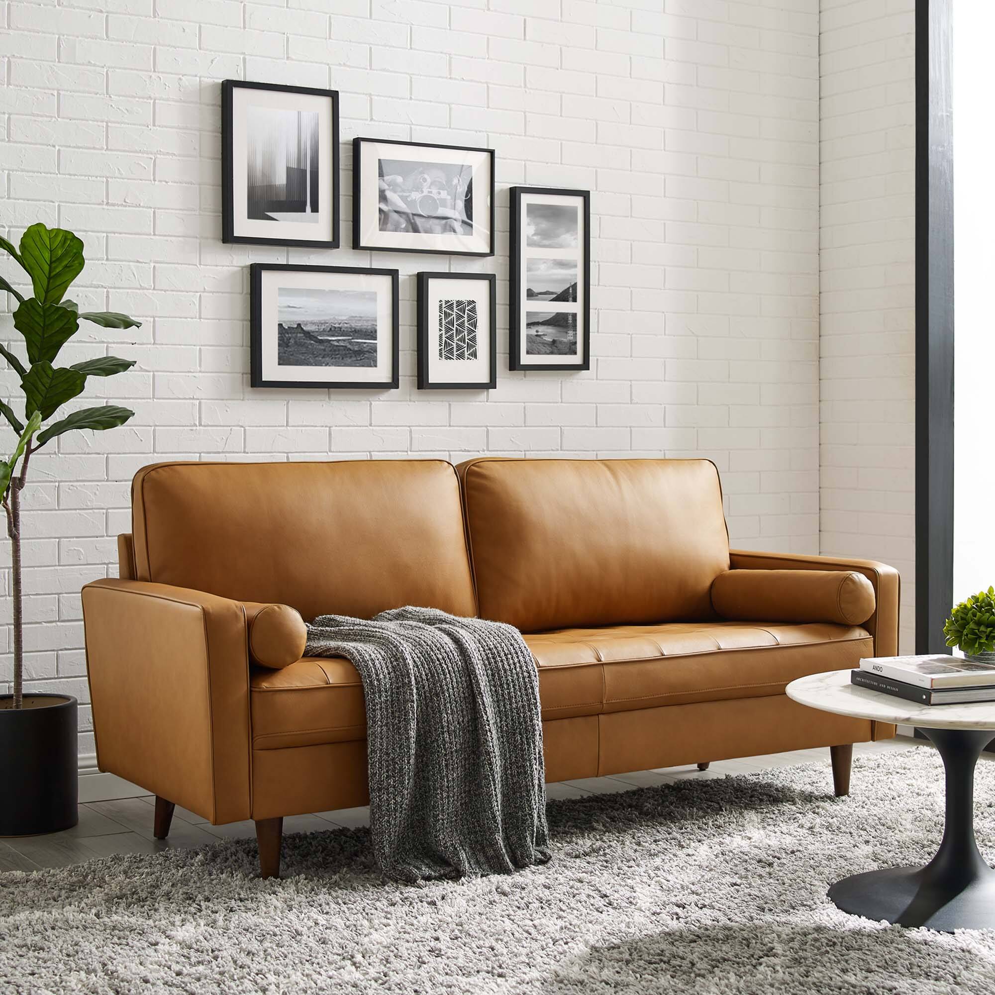 Valour Leather Sofa by Modway - Tan