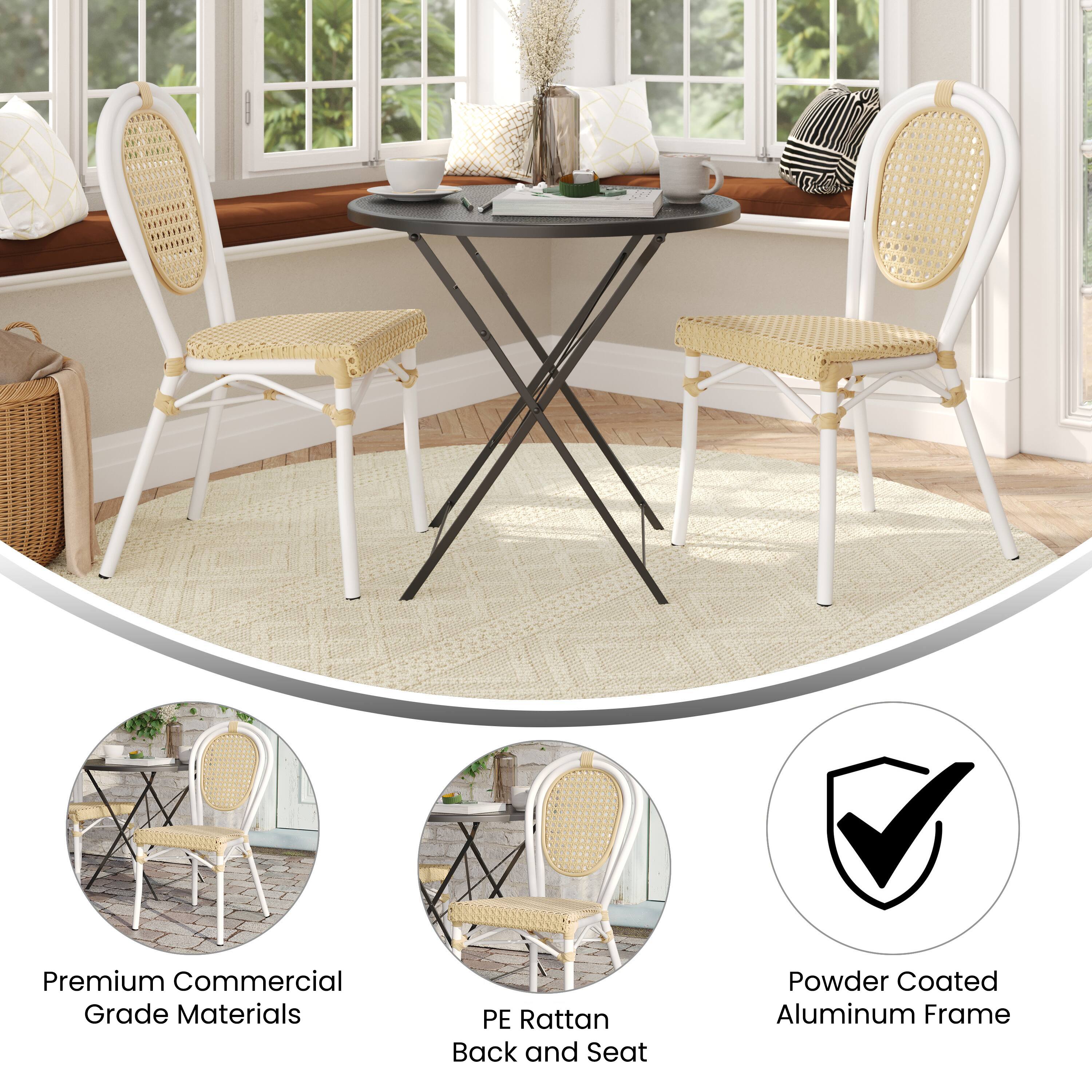 Premium Commercial Grade Materials  
PE Rattan Back and Seat  
Powder Coated Aluminum Frame