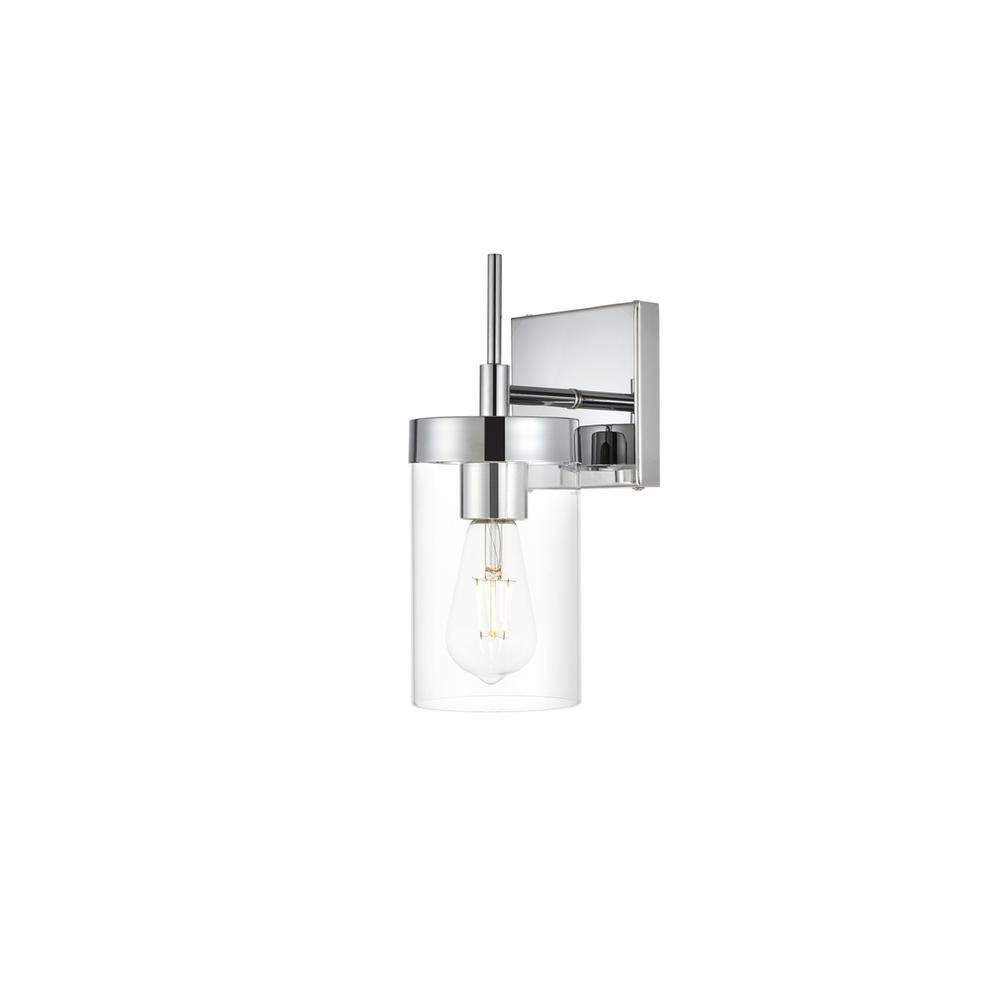 Alt View 1. Living District - Benny 1 light Chrome and Clear Bath Sconce - Chrome And Clear.