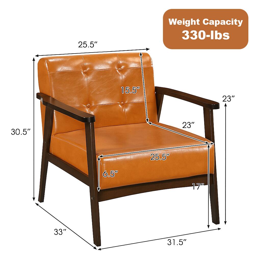 Weight Capacity: 330-lbs

Dimensions:
- Height: 33"
- Width: 31.5"
- Depth: 30.5"
- Seat Height: 17"
- Seat Depth: 25.5"
- Armrest Height: 25.5"
- Armrest Width: 23"
- Back Height: 15.5"
- Back Width: 23"
- Leg Width: 6.5"