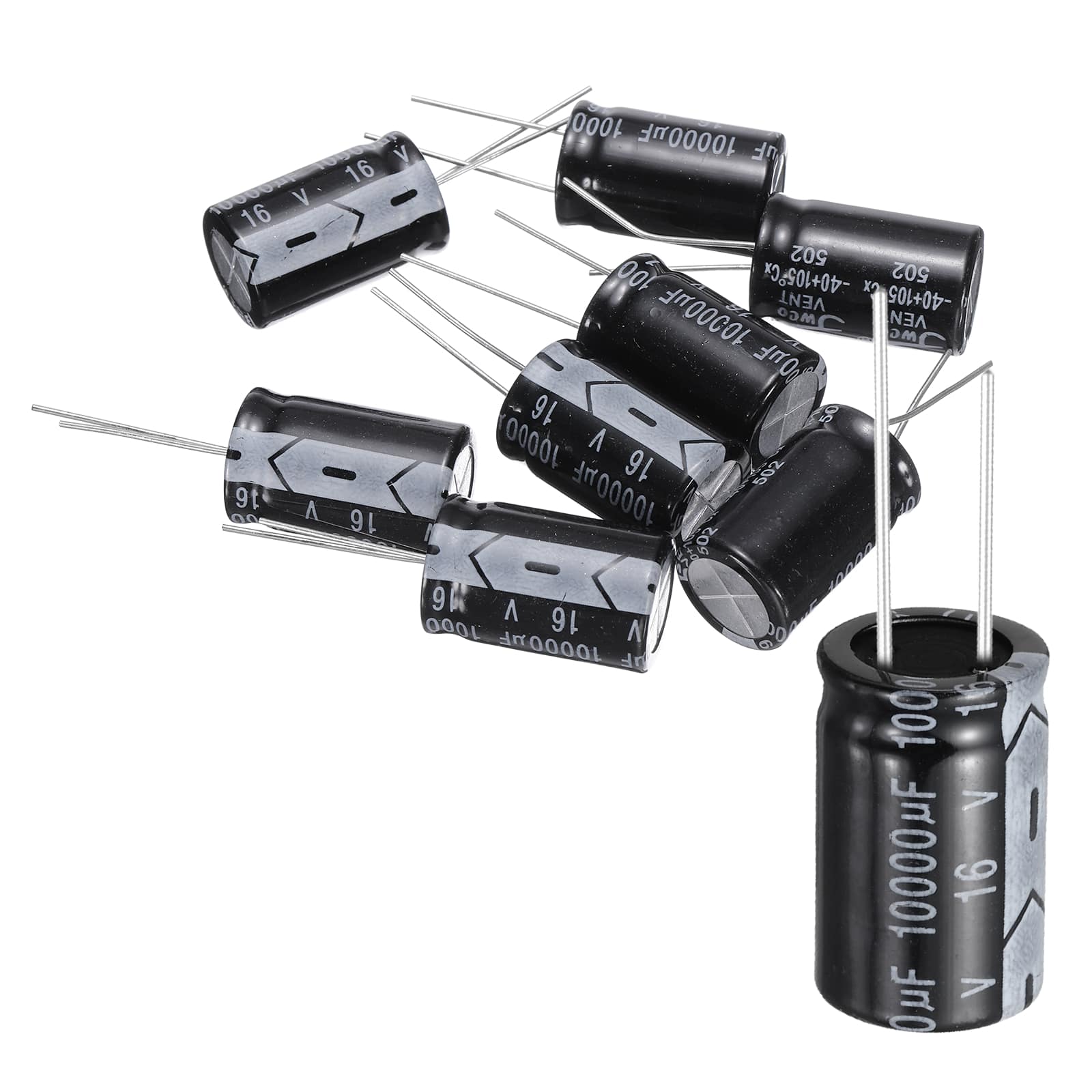 Unique Bargains - 8pcs 10000uF 16V 16x26mm 105C Radial Aluminum Electrolytic Capacitor for TVs LCD Monitor VCD - Black