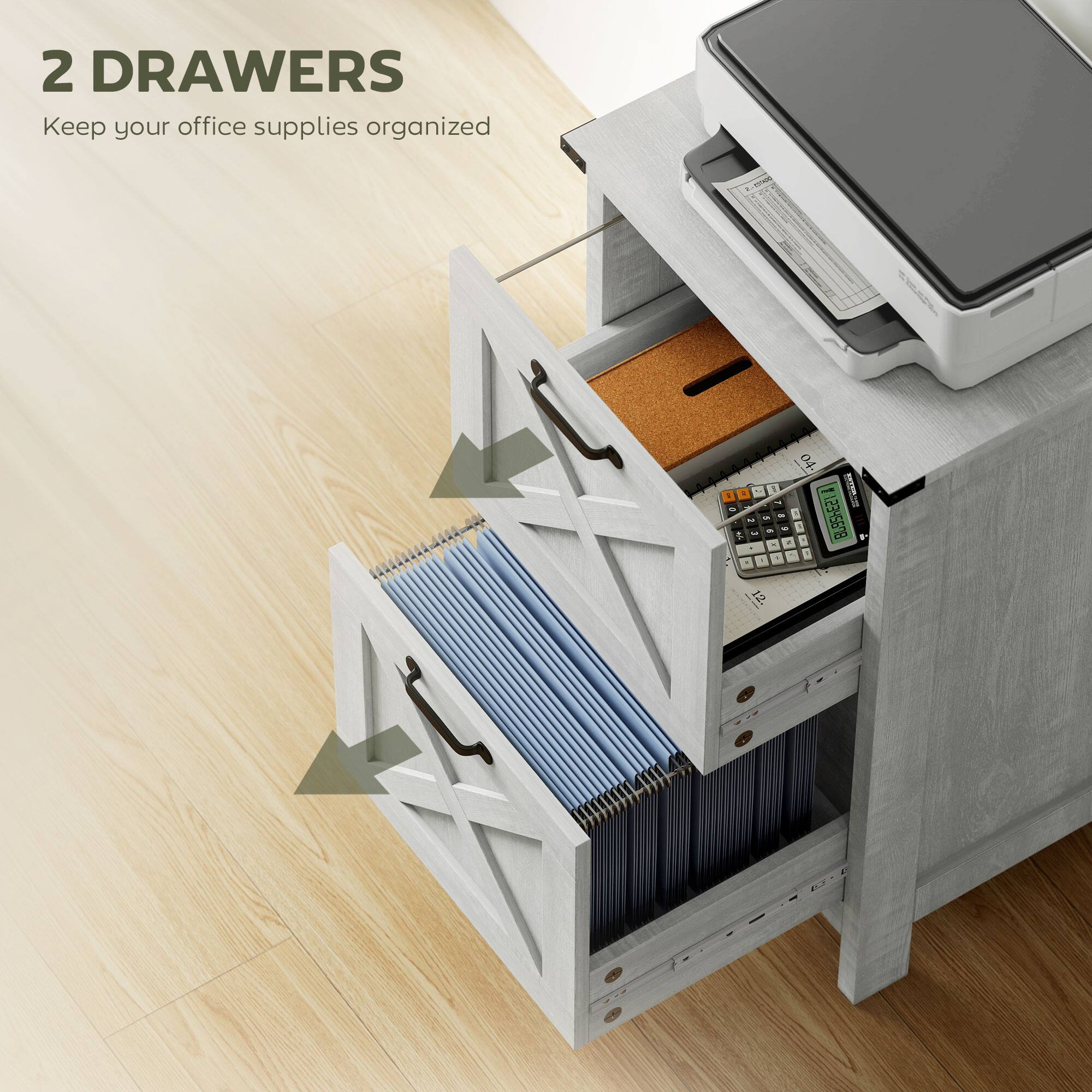 2 DRAWERS  
Keep your office supplies organized.